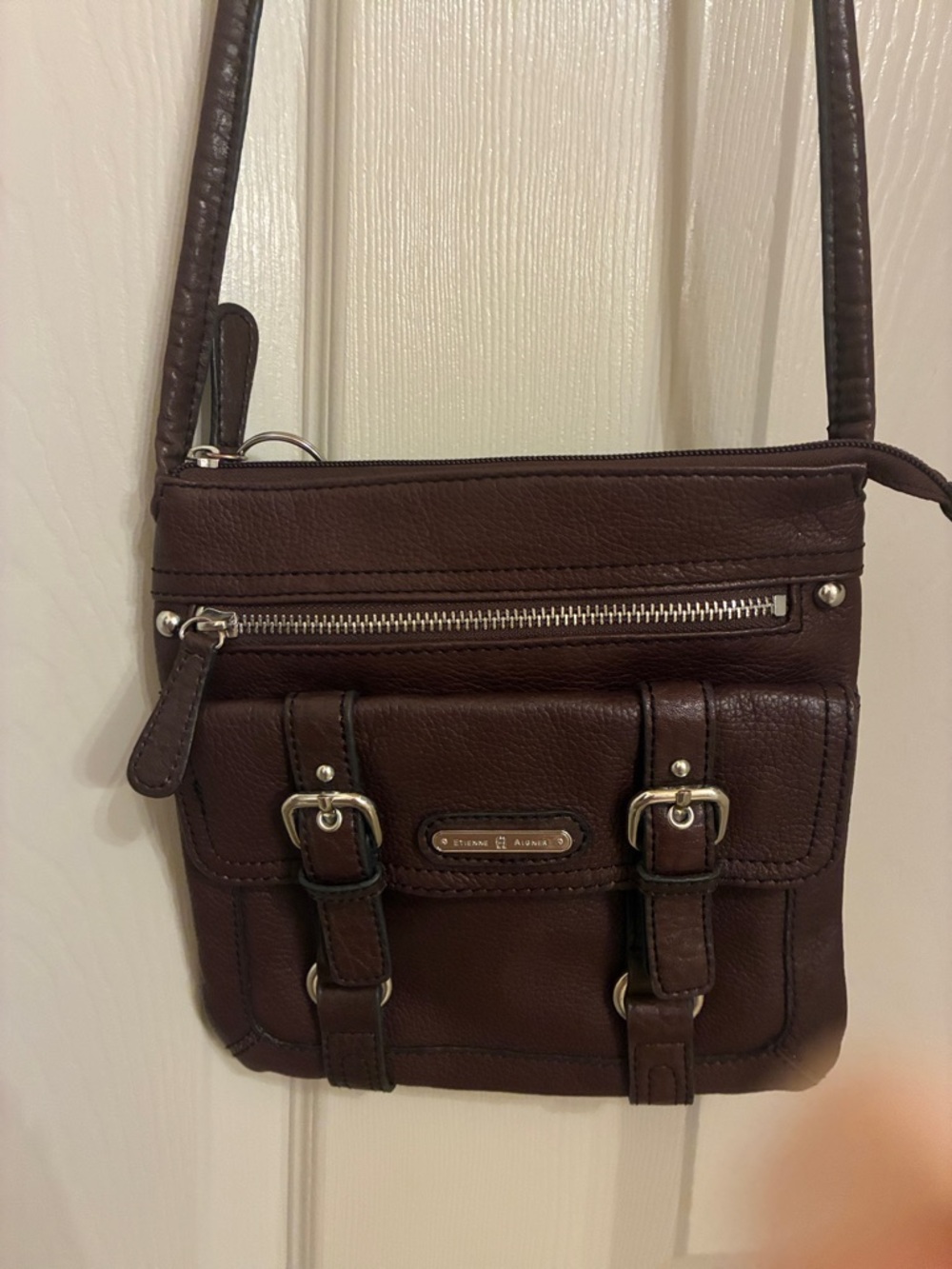 Etienne Aigner Dark Brown‎ Leather Crossbody Bag